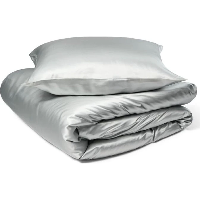 Silke sengetøj 140x220 i 100% morbærsilke - Grå