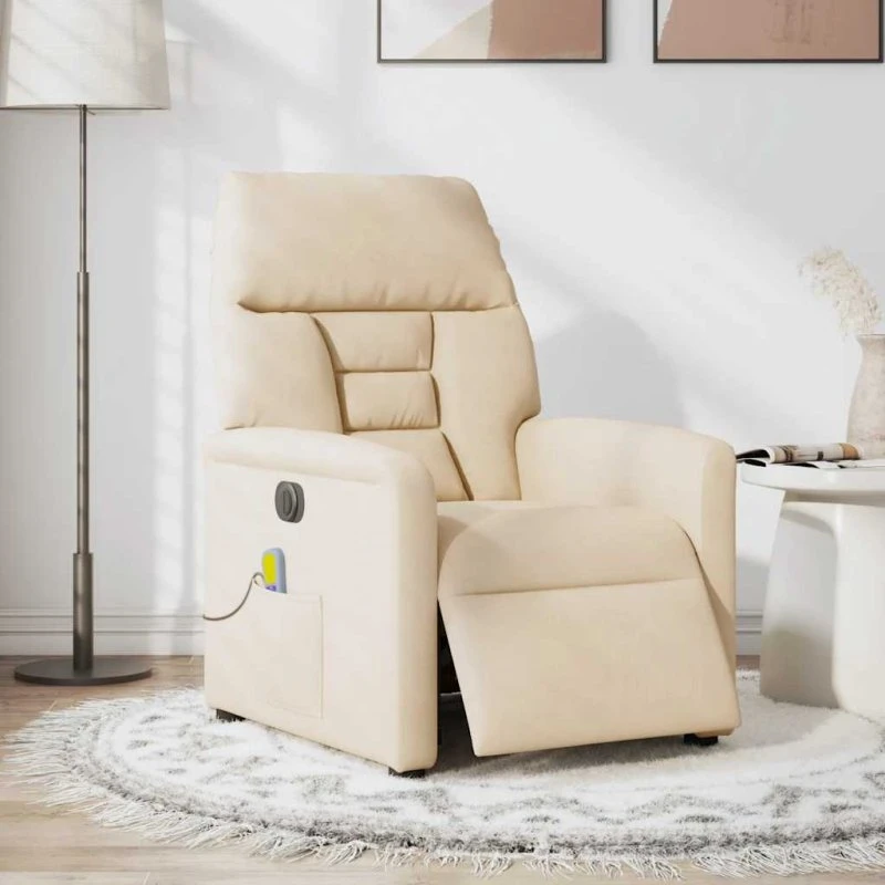 vidaXL Massagestol i mikrofiberstof, beige