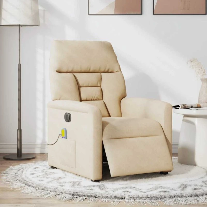 vidaXL Massagestol i mikrofiber, cremefarvet