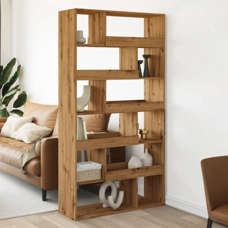 vidaXL Rumdeler 100x33x187,5 cm i egetræsfarve med 12 hylder