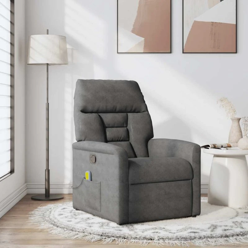 vidaXL Massagestol i mikrofiberstof, mørkegrå