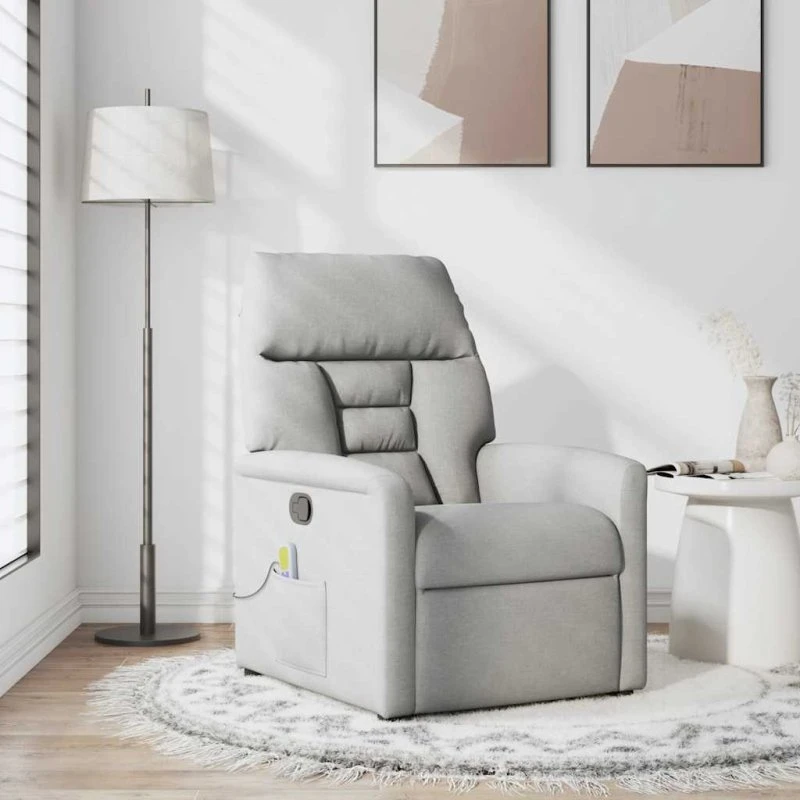 vidaXL Massagestol i stof, skygrå