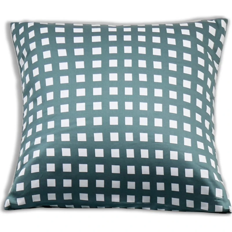 Bambus pudebetræk 60x63 cm – Satin, grønne tern