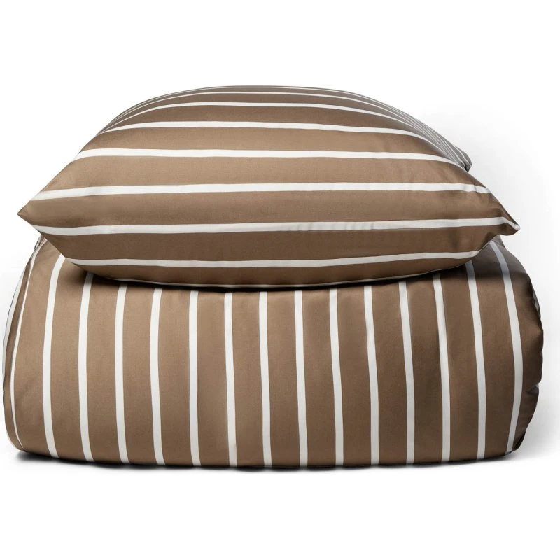 Bambus sengetøj 140x200 cm – 100% satinvævet (Stribet beige)