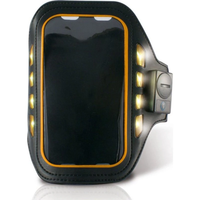 KSIX Sportsarmbånd med LED til 4" Smartphone - Sort Neopren