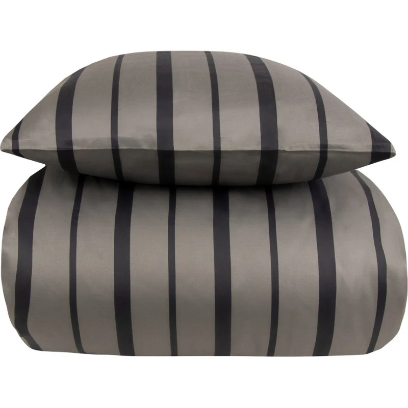 By Borg bomuldssatin sengesæt 140x220 – grå stribet