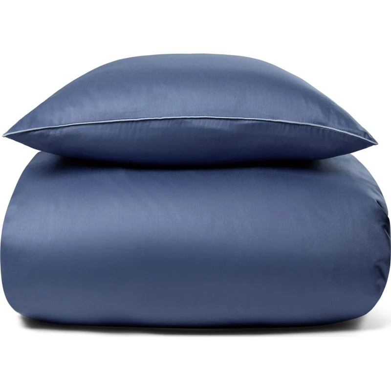 By Borg bomuldssatin sengesæt 140x220 blå med piping