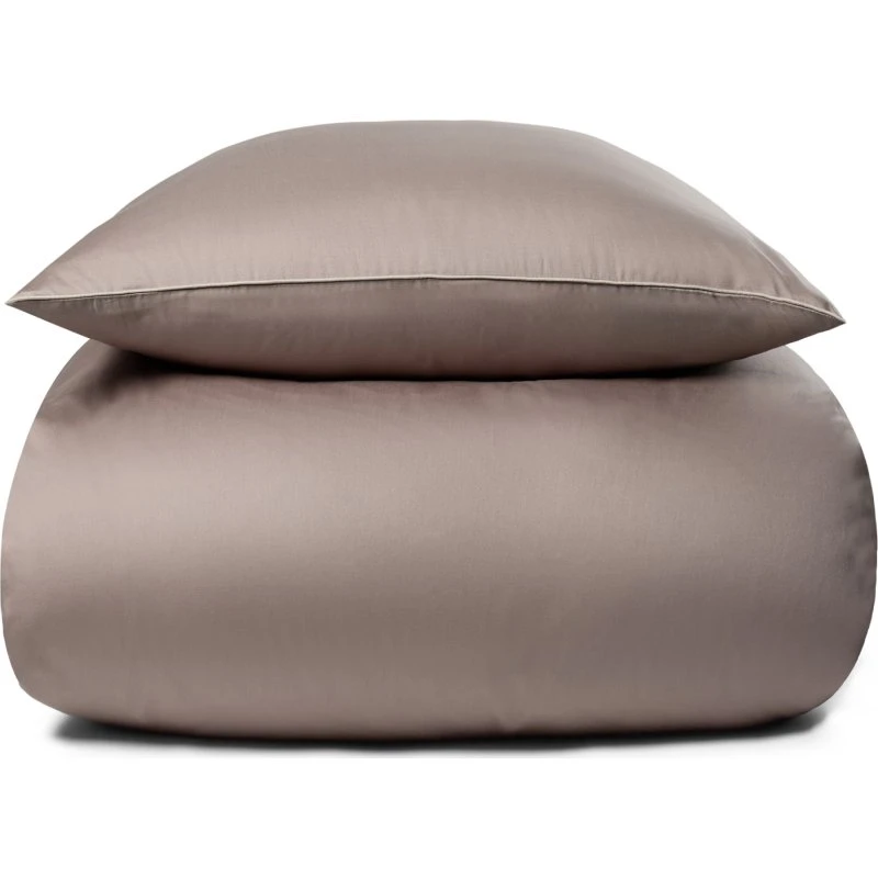 By Borg bomuldssatin sengetøj 140x220 cm - Grå m. piping