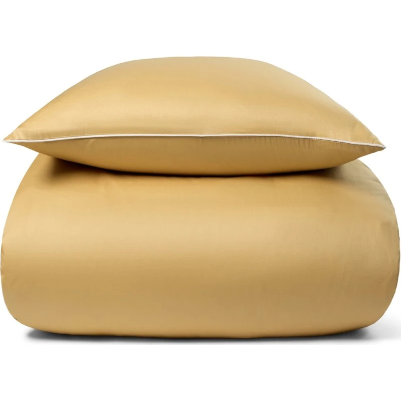 By Borg bomuldssatin sengesæt 140x220 – Gul m. hvid piping