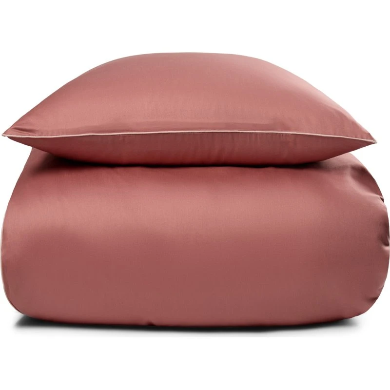 Sengetøj 200x220 Bomuldssatin Mørk Rosa med Piping – By Borg