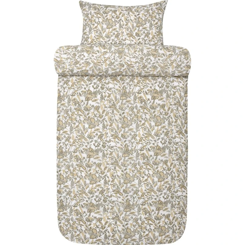 Høie Barbro krepp sengesæt 140x220 grøn med blade