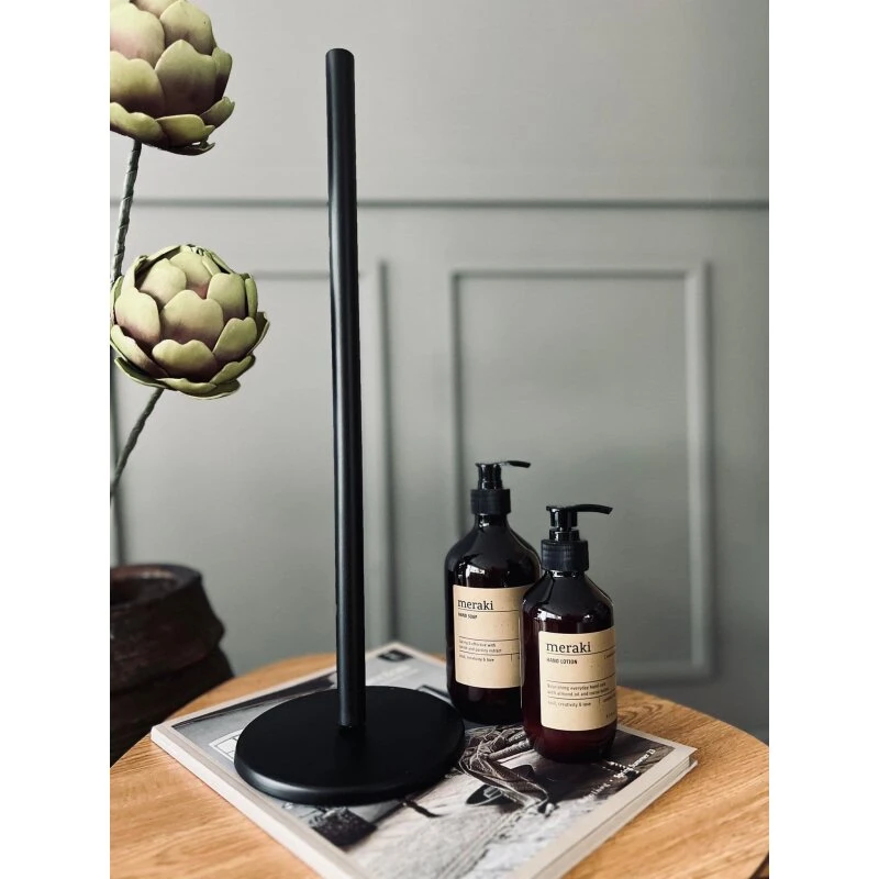 Toiletrulleholder mat sort metal – plads til 4 ruller, H45 cm