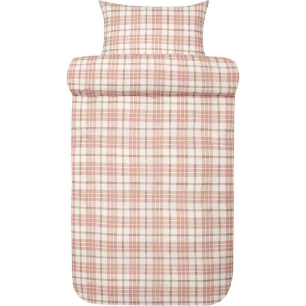 Høie Lukas flonel sengetøj 140x220 - Lyserød ternet