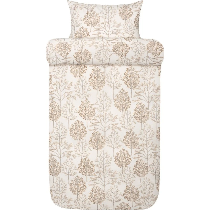 Høie Thea flonel sengesæt 140x200 cm – hvid med brune træer