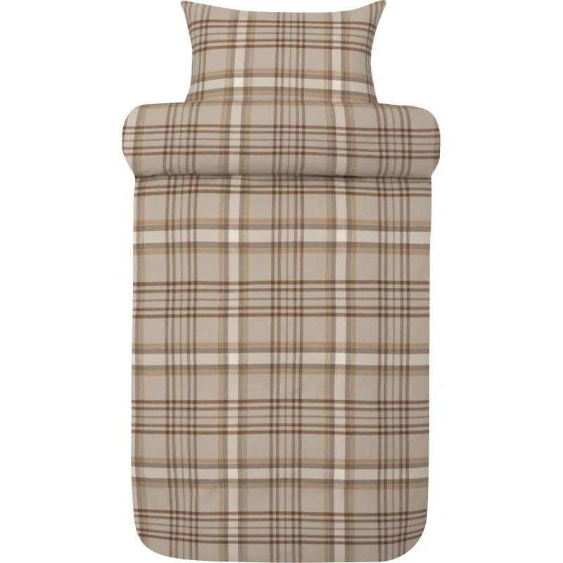 Høie Richard flonel sengesæt 140x220 cm - Beige ternet