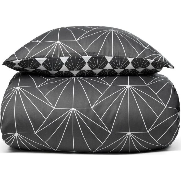 By Night Hexagon sengesæt 140x200 cm – Mørkegrå bomuldssatin