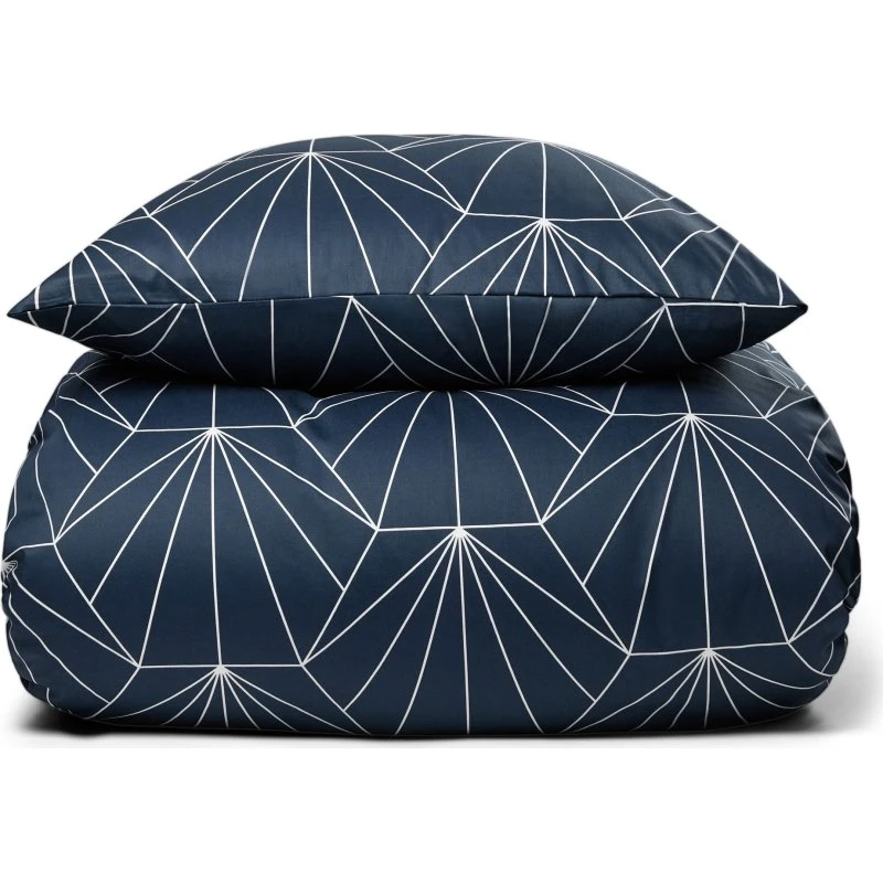 By Night bomuldssatin sengesæt 200x200 Hexagon mørkeblå