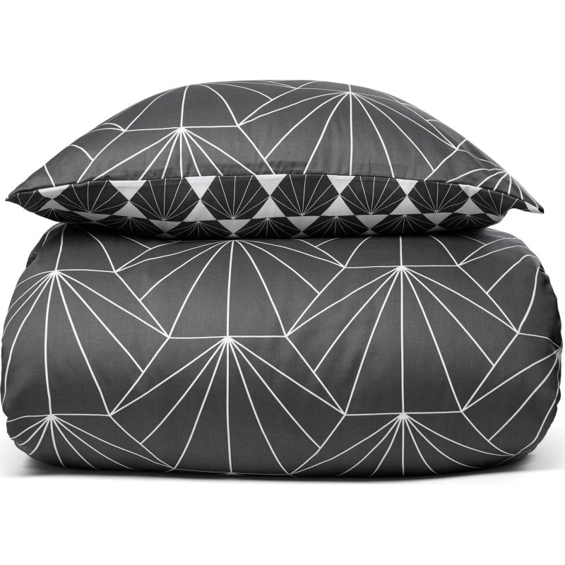 King size sengetøj 240x220 cm — Hexagon grå i bomuldssatin