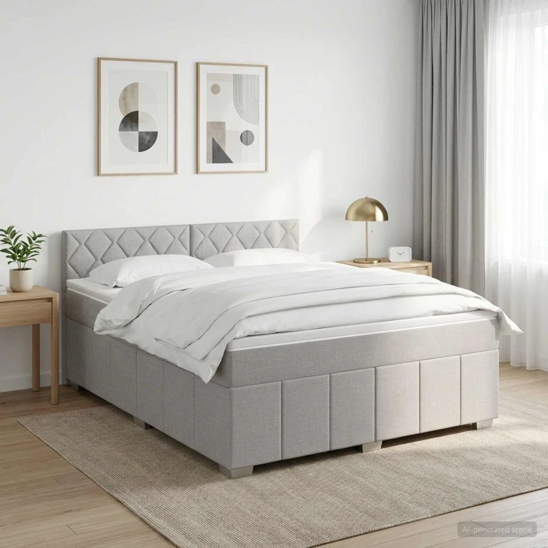 vidaXL Boxmadras med topmadras Lysegrå 140 x 190 cm