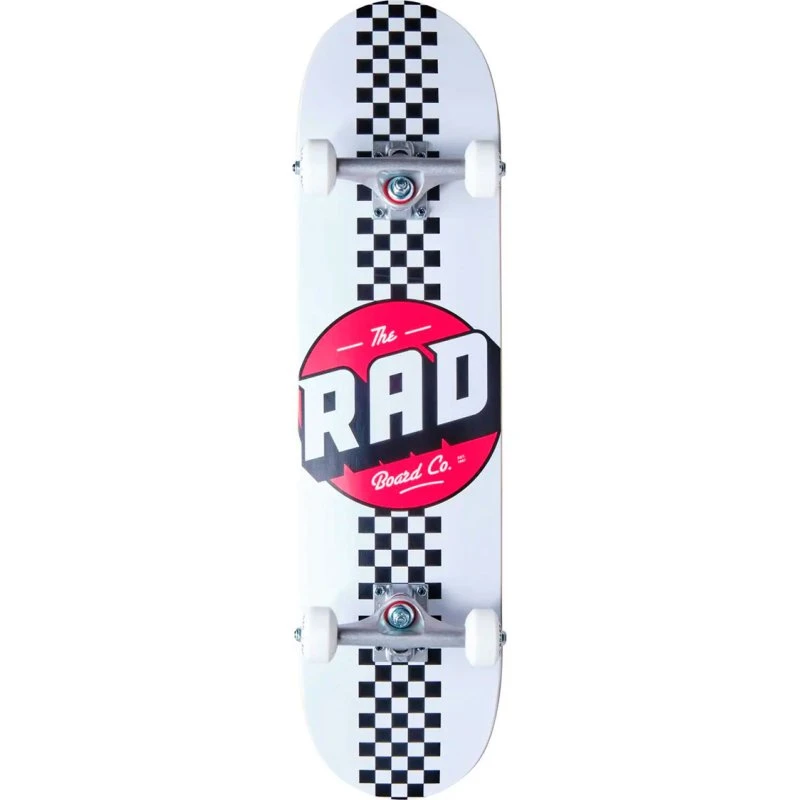 RAD Checker Stripe Komplet Skateboard 7,75tm - Hvid
