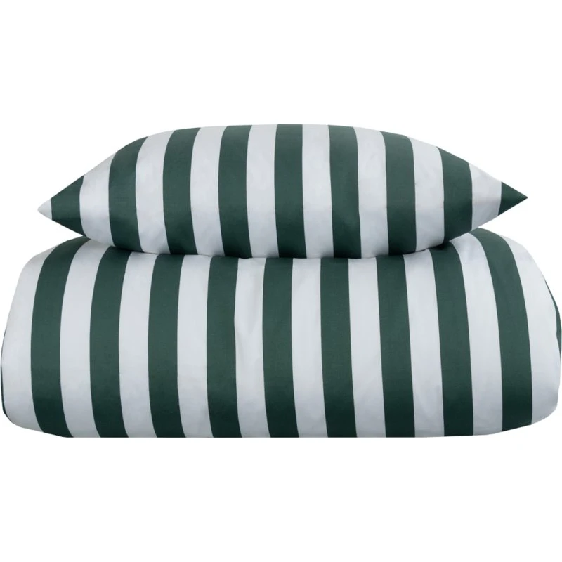 Nordic Stripe sengetøj 200x200 cm – bomuldssatin, grønt