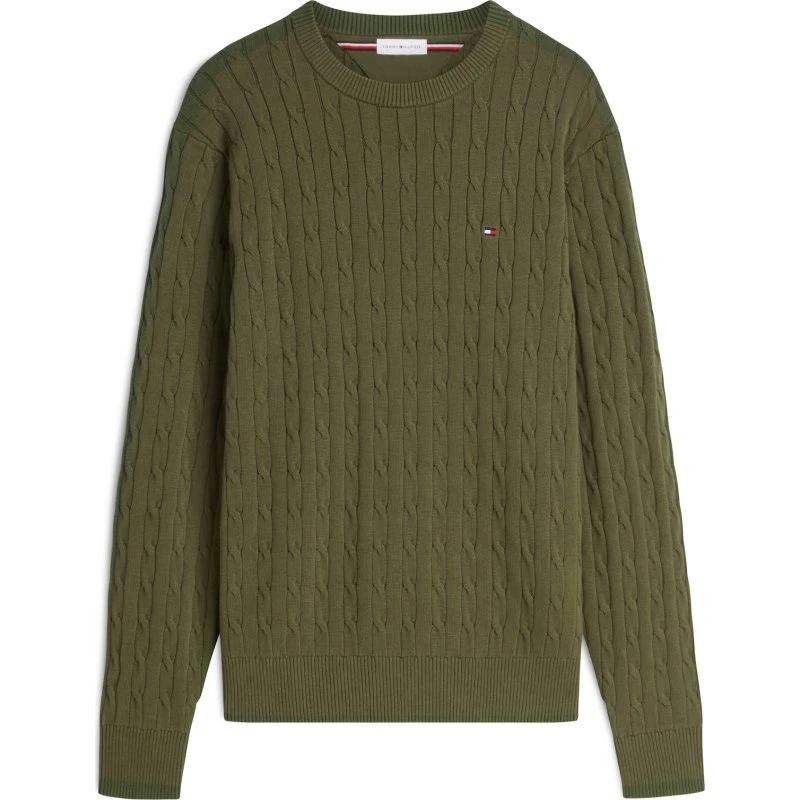 Tommy Hilfiger Classic Cable Crew Neck Pullover - Oliven
