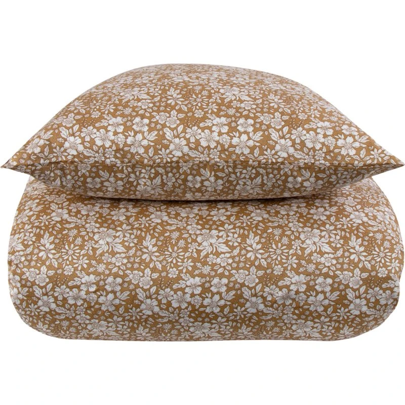 By Night Small Flowers gyldent sengetøj 150x210 cm