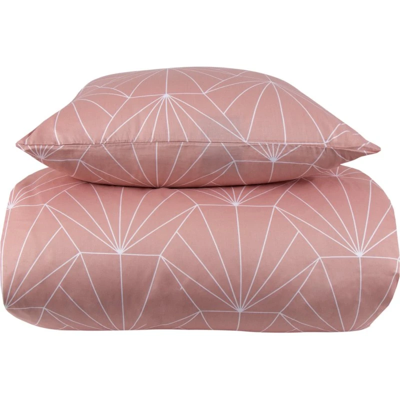 By Night bomuldssatin sengetøj 140x220 Hexagon Peach
