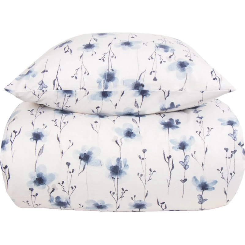 By Night Flonel sengesæt 140x220 cm – Flower Blue