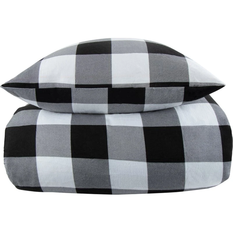 By Night flonel sengetøj 140x220 – sort/hvid tern