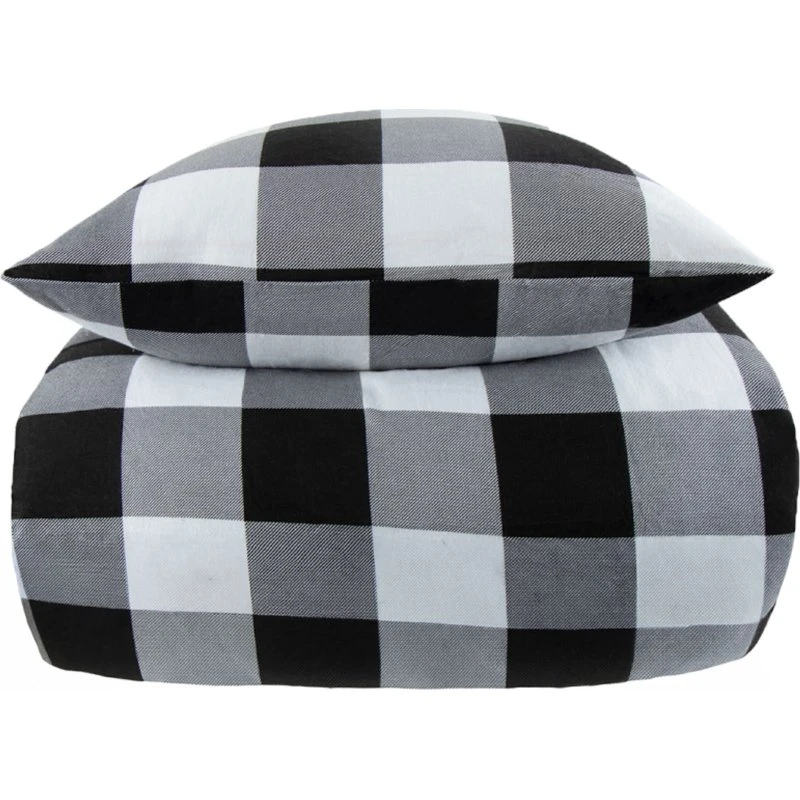 By Night flonel kingsize sengesæt 240x220 – Sort/hvid tern