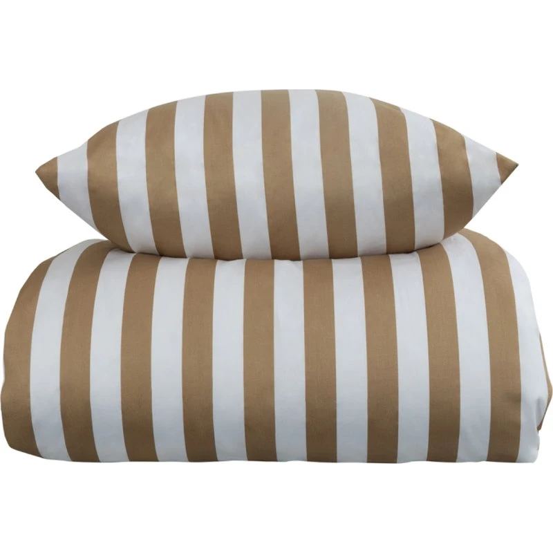 By Night Nordic Stripe sengetøj 150x210 cm – sand/hvid