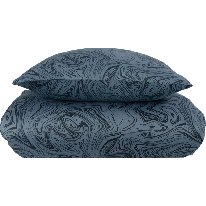 By Night Satin sengetøj 140x220 Marble mørkeblå