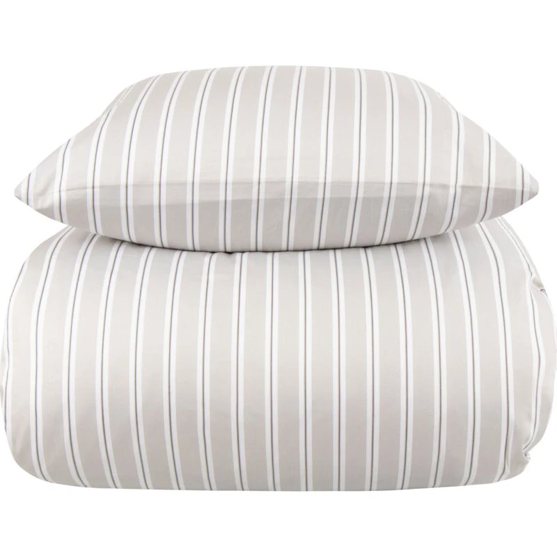 By Night Stribet bomuldssatin sengesæt 150x210 cm - grå