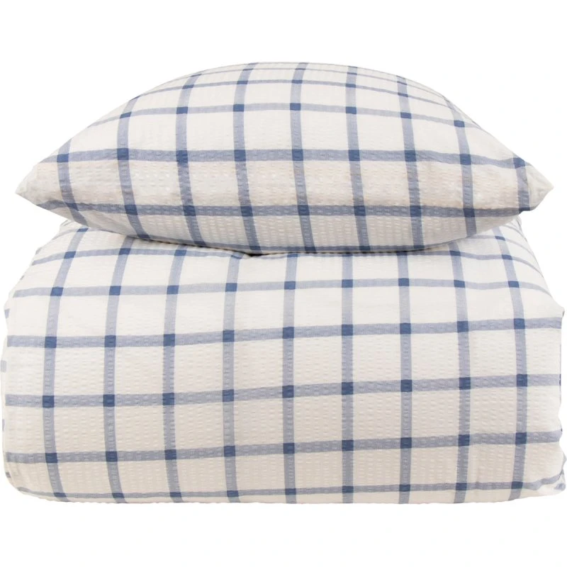 By Night King size bæk & bølge sengesæt 240x220 Check Blue