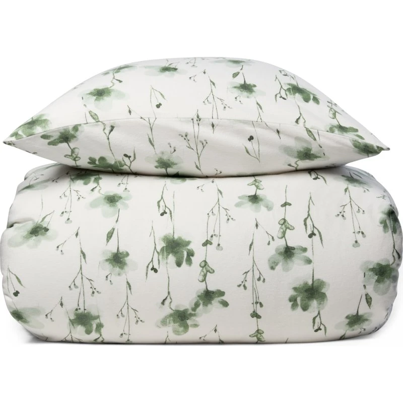 By Night Flonel sengesæt 150x210 cm - Flower Green