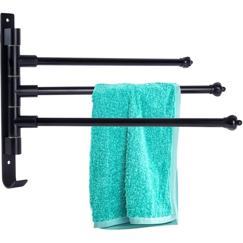 Dalby vægmonteret håndklædeholder 3 drejelige arme, mat sort