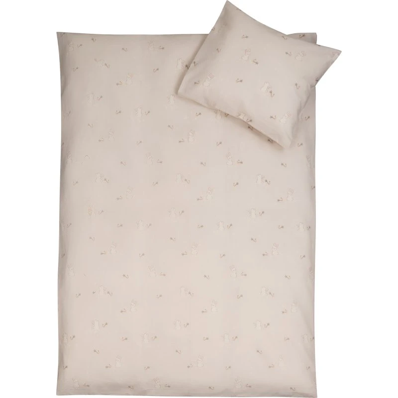 Baby sengetøj 70x100 cm i beige med kaniner - 100% bomuld