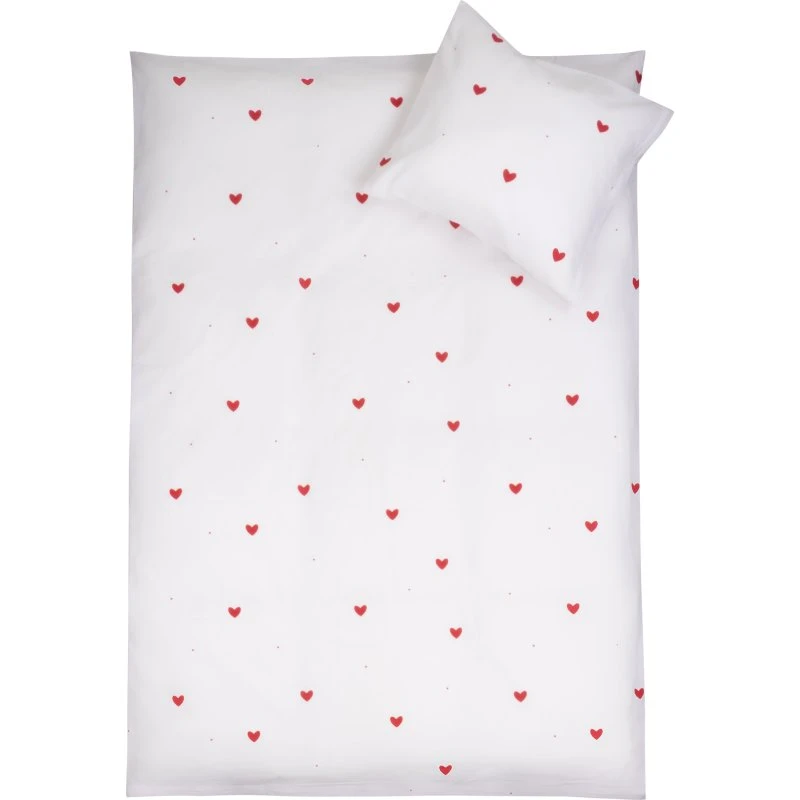Nordstrand Home baby sengetøj 70x100 cm – Hvid med røde hjerter