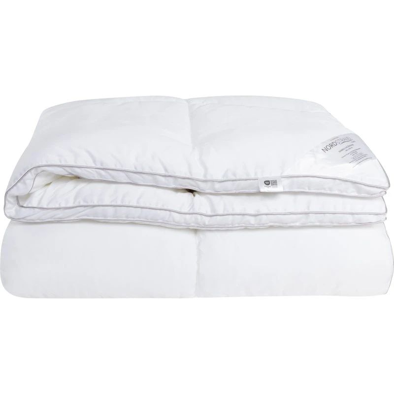 Olga 140x220 cm bomuldssatin sengetøj – blå med piping