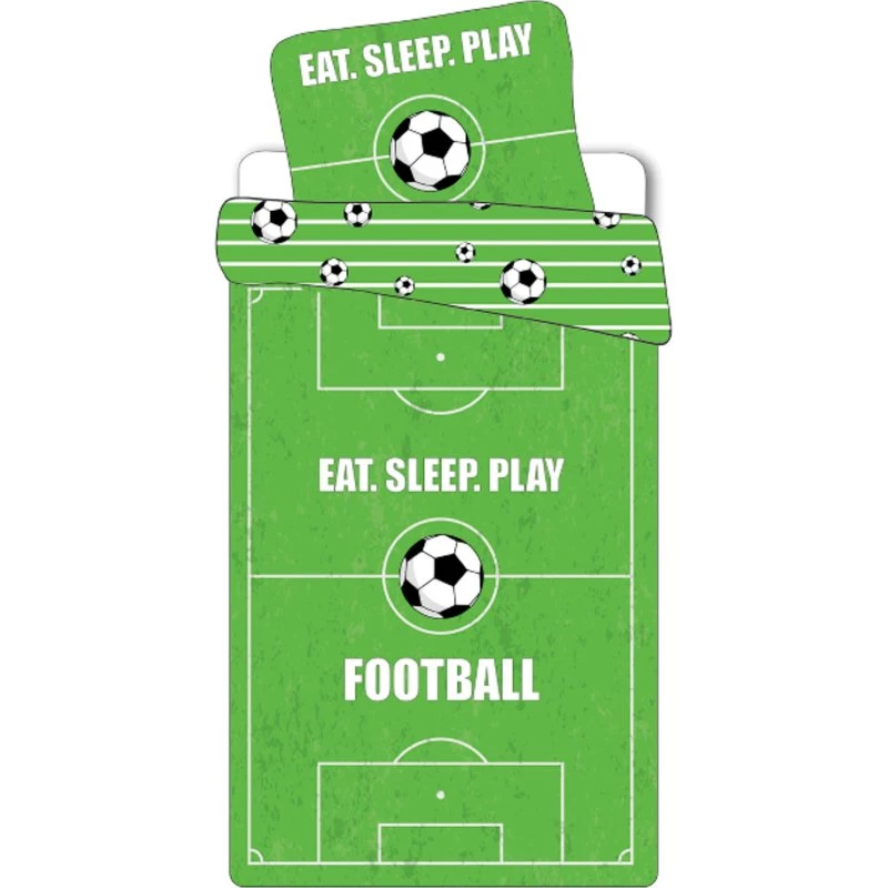 Fodbold sengetøj 140x200 cm – vendbart bomuldssæt