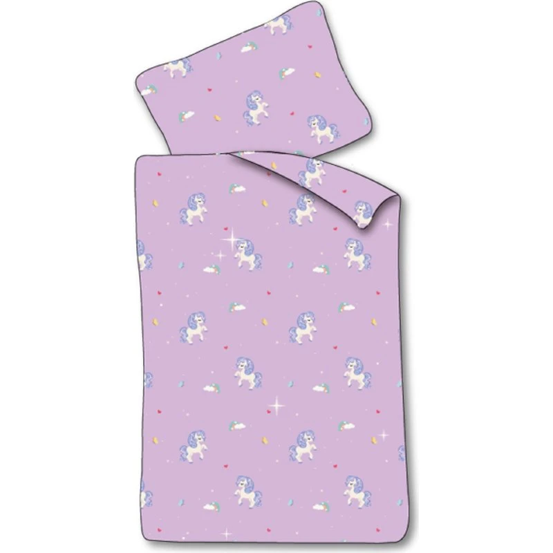Junior sengetøj 100x140 cm – Lilla med enhjørninger