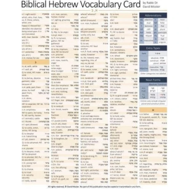 David Moster: Biblical Hebrew Vocabulary Card