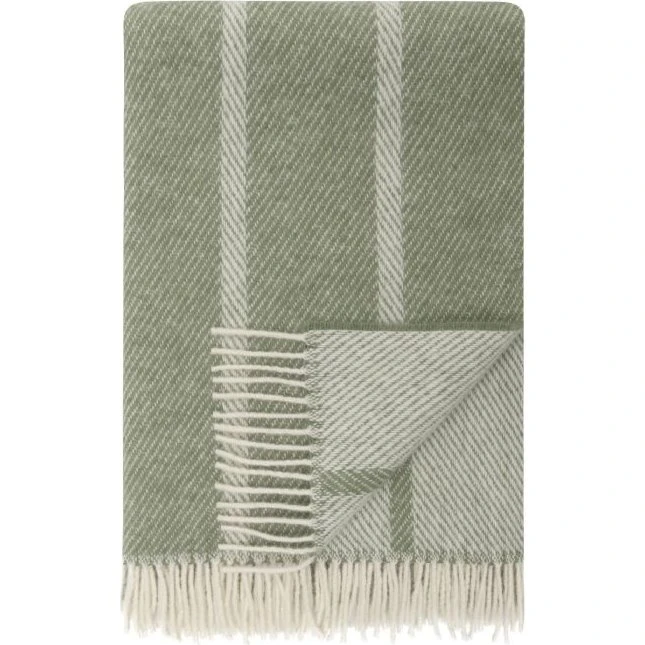 Høie Istinden uldplaid 120x180 cm — Grøn stribet