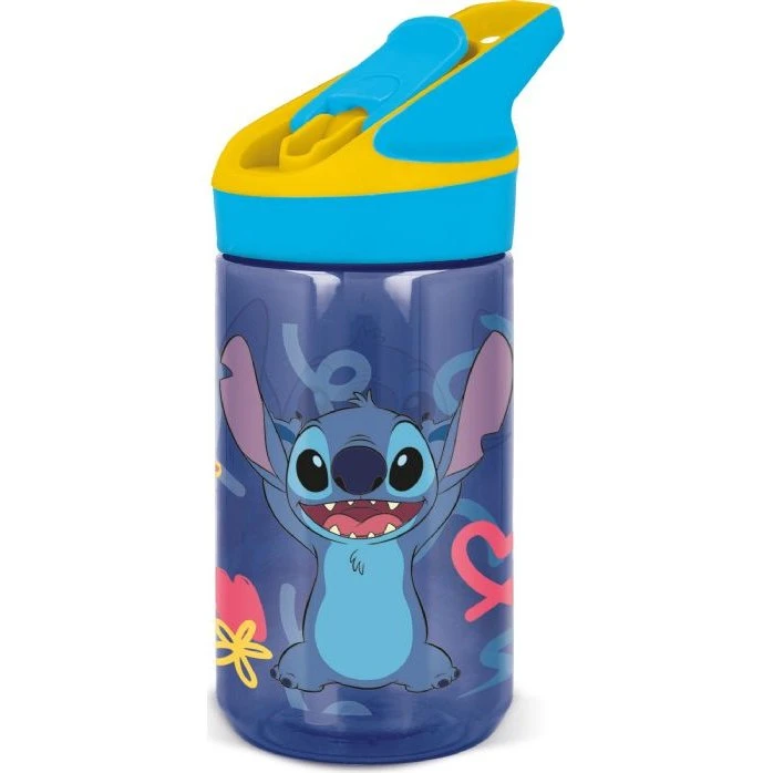 Stitch drikkedunk 480 ml – flip-låg & sugerør, blå