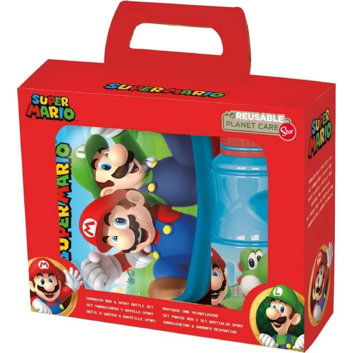 Super Mario madkassesæt med drikkedunk – 420 ml, børn 4+