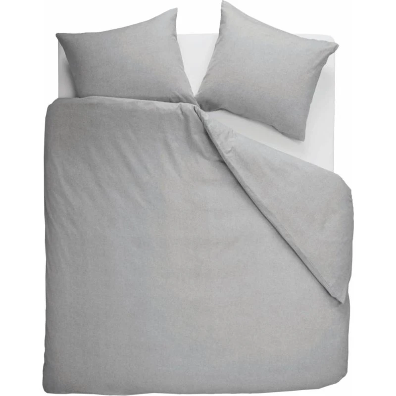 Beddinghouse Flonel sengesæt 140x220 Lysegrå (100% bomuld)
