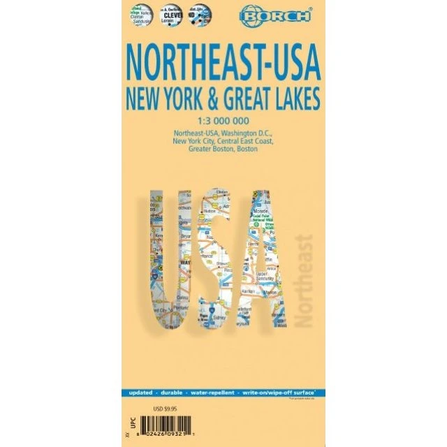 Borch Maps Northeast USA: New York & Great Lakes - Engelsk