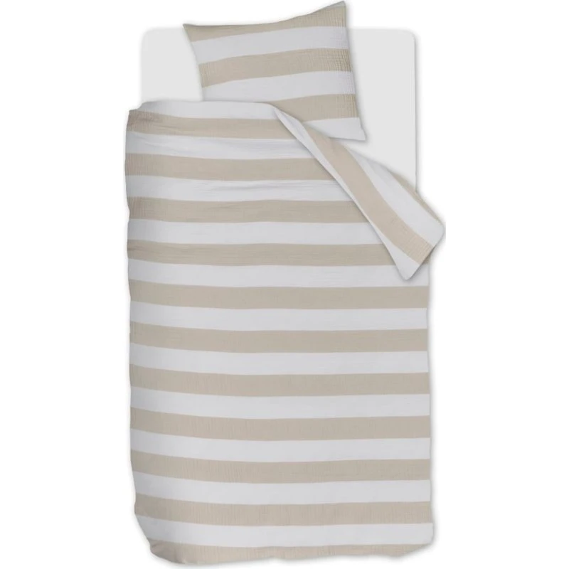 Riviéra Maison Striped Sand sengesæt 140x200 - Musselin