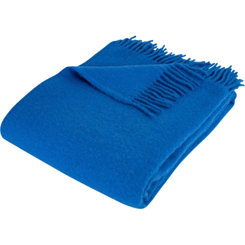 Uldplaid 100% norsk uld - Koboltblå 130x200 cm